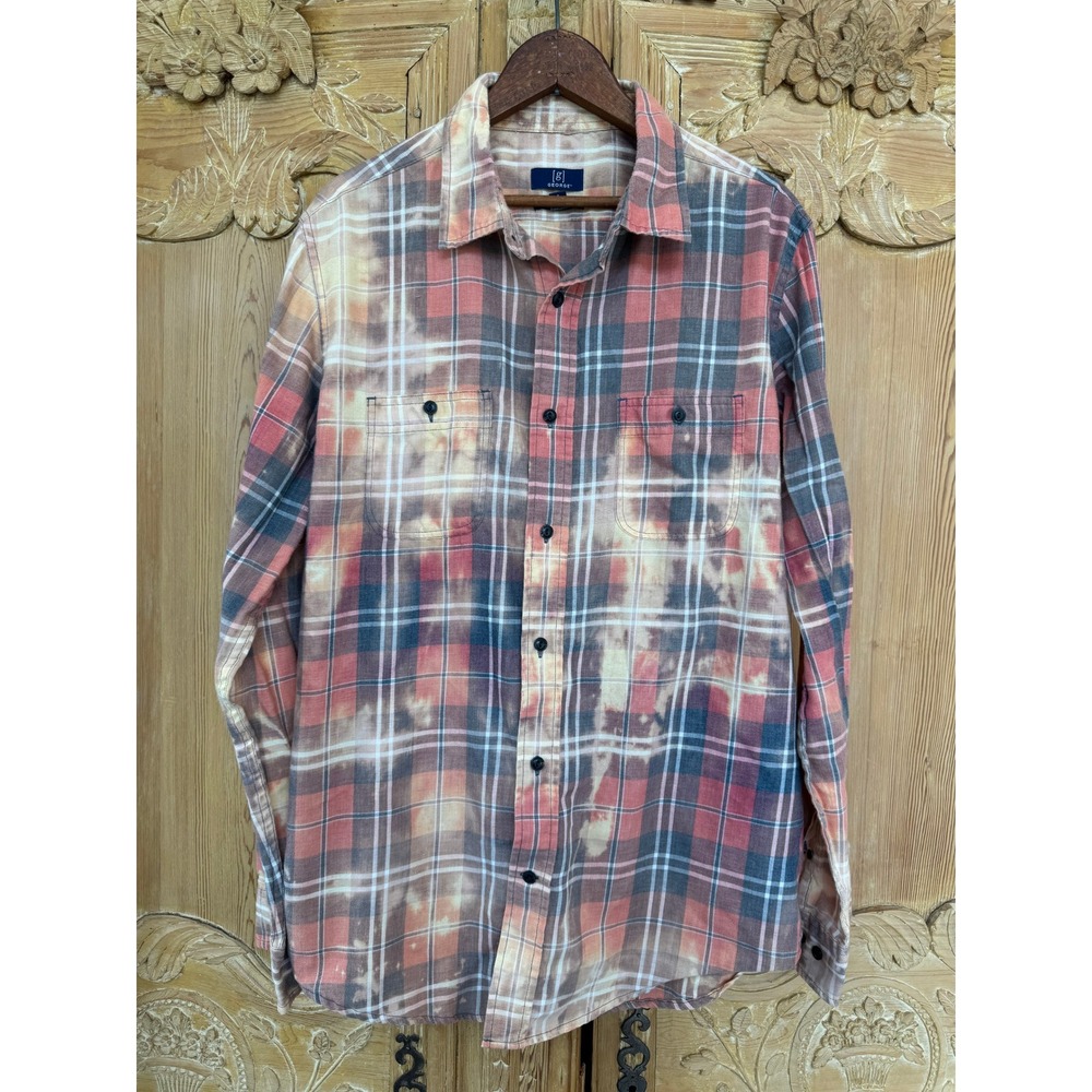 Upcycled Flannel L Cherub Floral Patch‎ Folk Art Shirt One of One - Picture 4 of 7